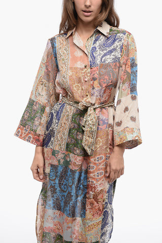 Paisley Patterned Silk DEVI Shirt Dress with Belt