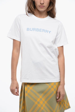 Crew Neck Cotton T-Shirt with Printed Logo