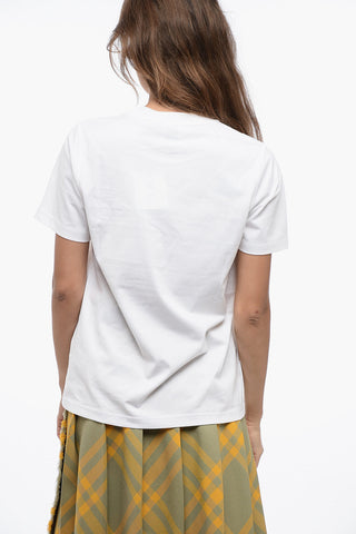 Crew Neck Cotton T-Shirt with Printed Logo