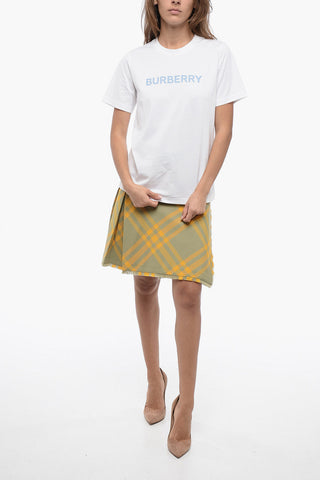 Crew Neck Cotton T-Shirt with Printed Logo