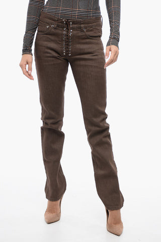 5-Pocket Skinny Fit Pants with Lace-up Detail