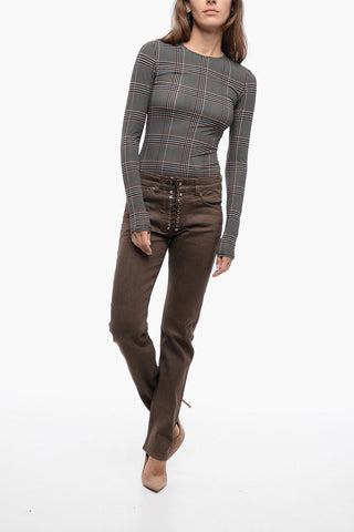 5-Pocket Skinny Fit Pants with Lace-up Detail