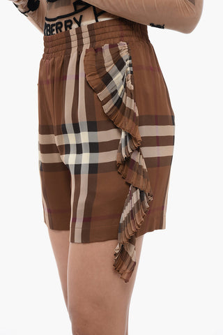 Chiffon Checked Shorts with Ruffles Detailing