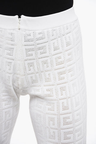 Perforated Viscose Blend Flared Fit Pants with Monogram Motif