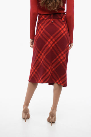 Check Wrapped Skirt with Floral Detail