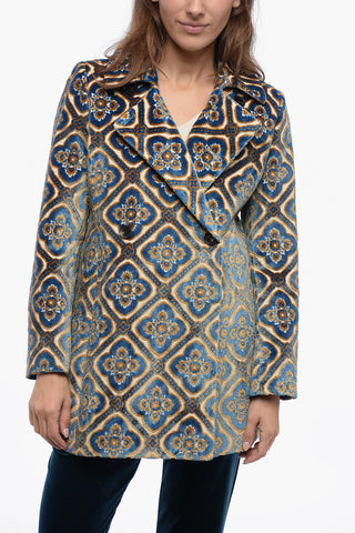 Brocade Doble-Brested Coat with Flared Fit