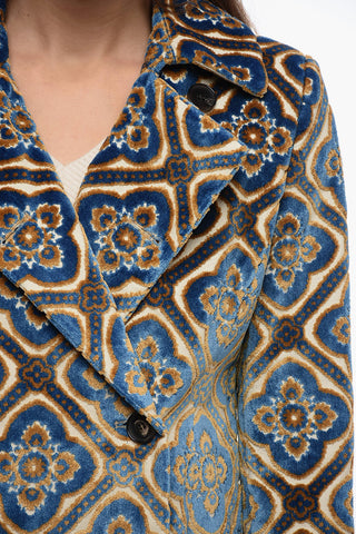 Brocade Doble-Brested Coat with Flared Fit