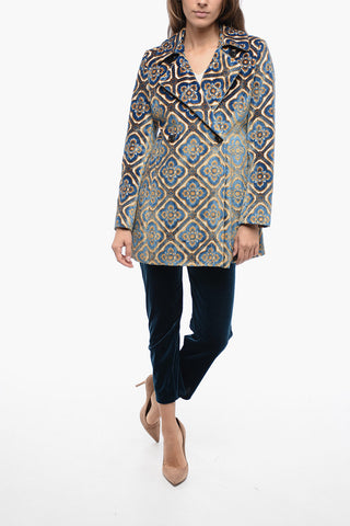 Brocade Doble-Brested Coat with Flared Fit