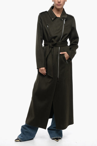 Trench in Lana con Zip ai Polsini