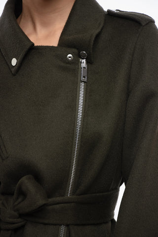 Trench in Lana con Zip ai Polsini