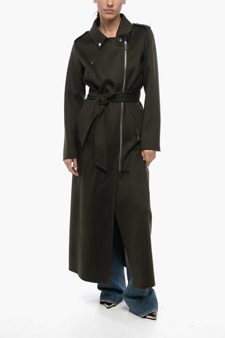 Trench in Lana con Zip ai Polsini