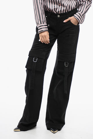 Pantaloni Cargo in Misto Cotone con Fondo Bootcut