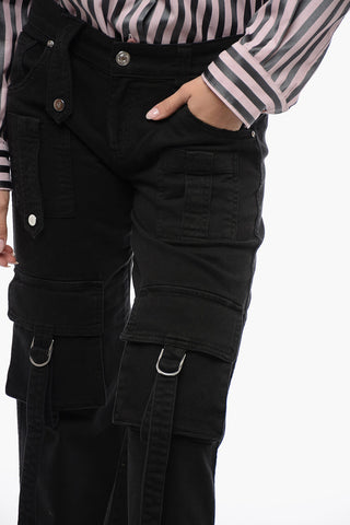 Pantaloni Cargo in Misto Cotone con Fondo Bootcut