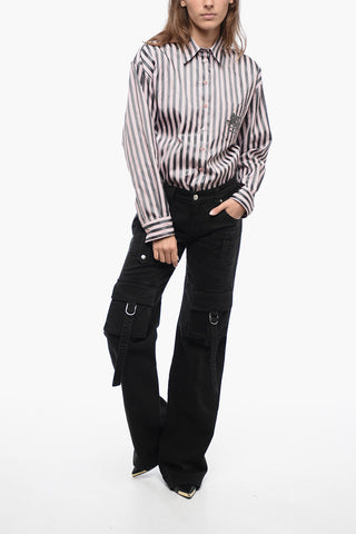 Pantaloni Cargo in Misto Cotone con Fondo Bootcut