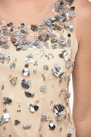 Top in Mesh con Applicazioni Effetto Shimmer