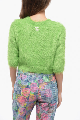 Crew Neck Eyelash Sweater with 3/4 Sleeves