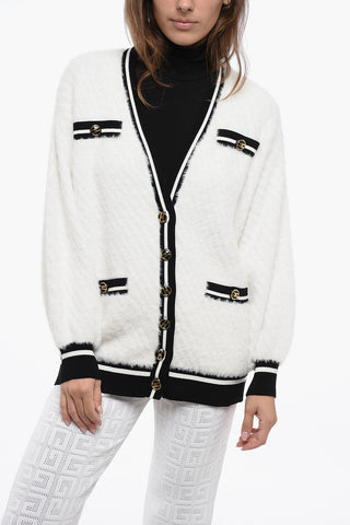 DAILY Eyelash Wool Blend Cardigan with Contrasting Hems