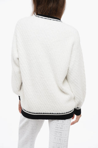 DAILY Eyelash Wool Blend Cardigan with Contrasting Hems