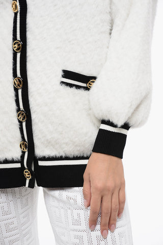 DAILY Eyelash Wool Blend Cardigan with Contrasting Hems