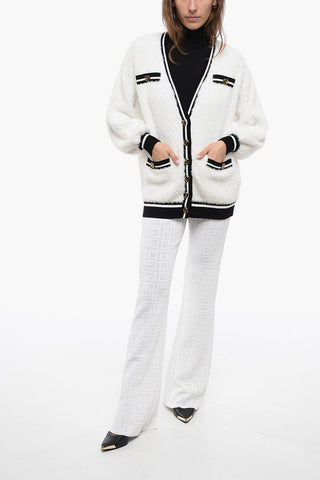 DAILY Eyelash Wool Blend Cardigan with Contrasting Hems