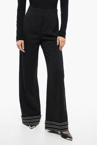 Pinstriped Virgin Wool Palazzo Pants