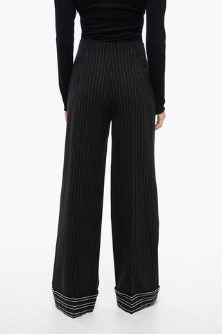 Pinstriped Virgin Wool Palazzo Pants