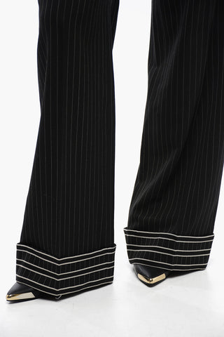 Pinstriped Virgin Wool Palazzo Pants