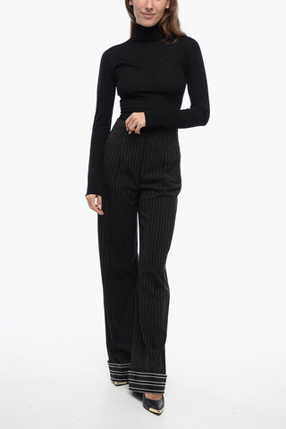 Pinstriped Virgin Wool Palazzo Pants