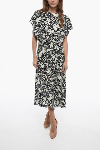 Vestito Stile Peplo in Seta con Fantasia Floreale