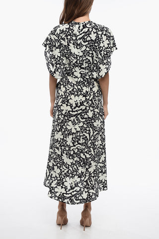 Vestito Stile Peplo in Seta con Fantasia Floreale