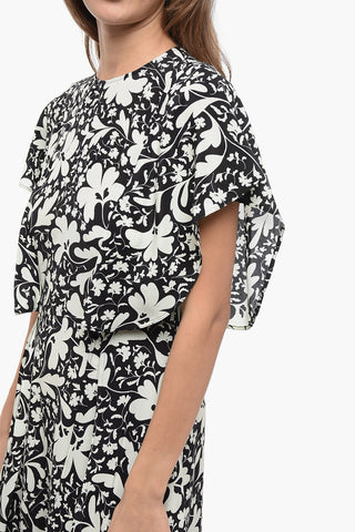 Vestito Stile Peplo in Seta con Fantasia Floreale