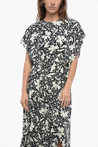 Vestito Stile Peplo in Seta con Fantasia Floreale