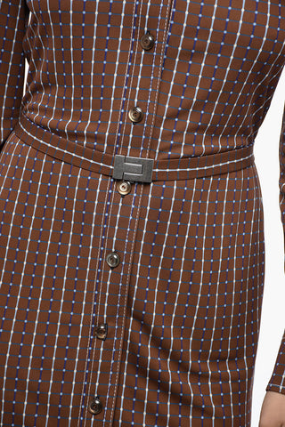 Check Motif Chemisier with Logoed Belt