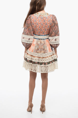 Paisley Patterned Linen DEVI SPLICED Dress