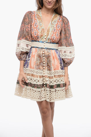 Paisley Patterned Linen DEVI SPLICED Dress