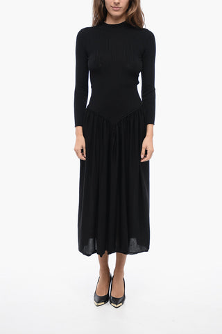 Ribbed Dress with Drepped Skirt