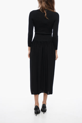 Ribbed Dress with Drepped Skirt