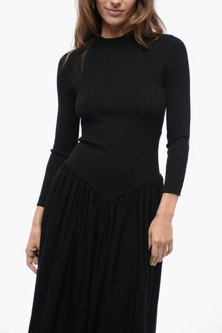Ribbed Dress with Drepped Skirt