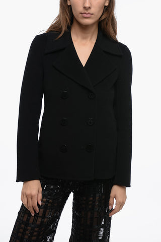 Short Wool Coat with Double-Breasted Design