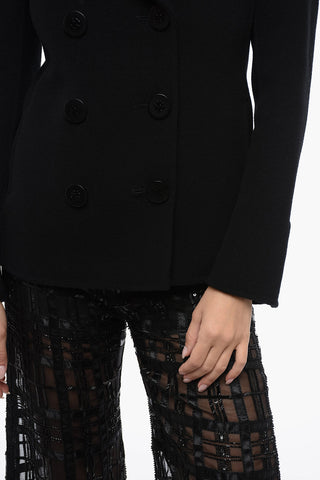 Short Wool Coat with Double-Breasted Design