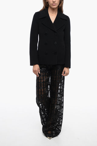 Short Wool Coat with Double-Breasted Design