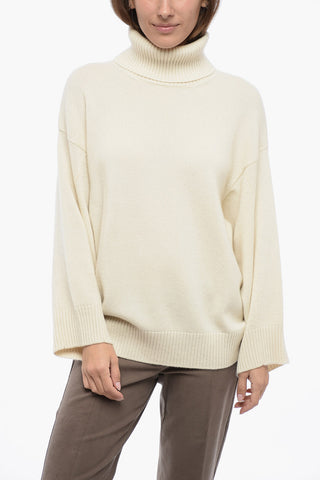 Maglia Oversized a Collo Alto in Puro Cashmere