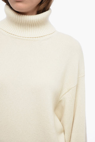 Maglia Oversized a Collo Alto in Puro Cashmere