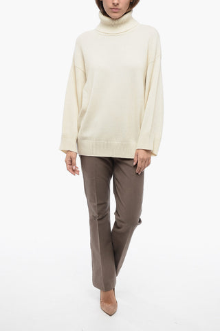 Maglia Oversized a Collo Alto in Puro Cashmere