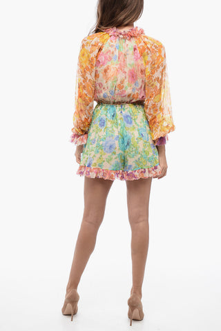 Floral Patterned Silk RAIE Romper Suit