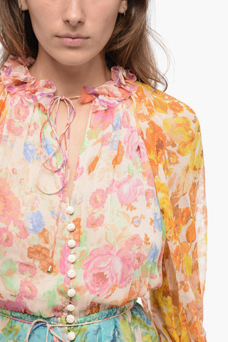 Floral Patterned Silk RAIE Romper Suit