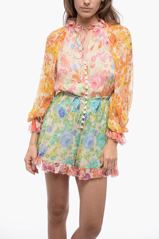 Floral Patterned Silk RAIE Romper Suit