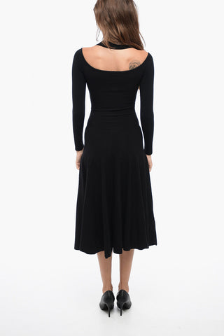Stretchy Knitted Dress with Circle Skirt