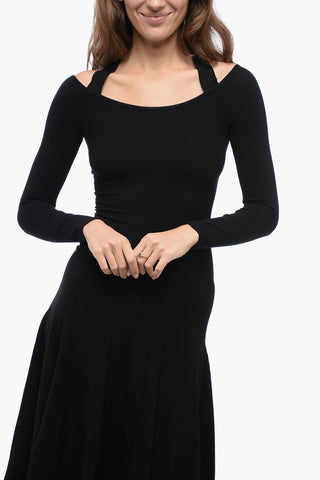 Stretchy Knitted Dress with Circle Skirt