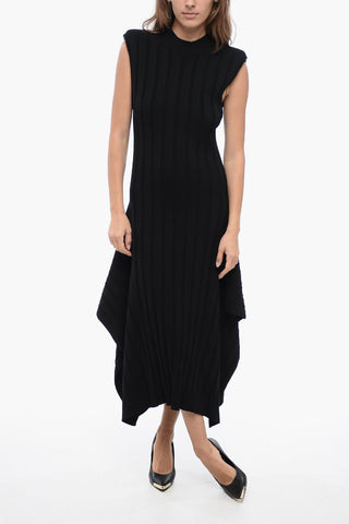 Ribbed Knit Dress with Full Skirt